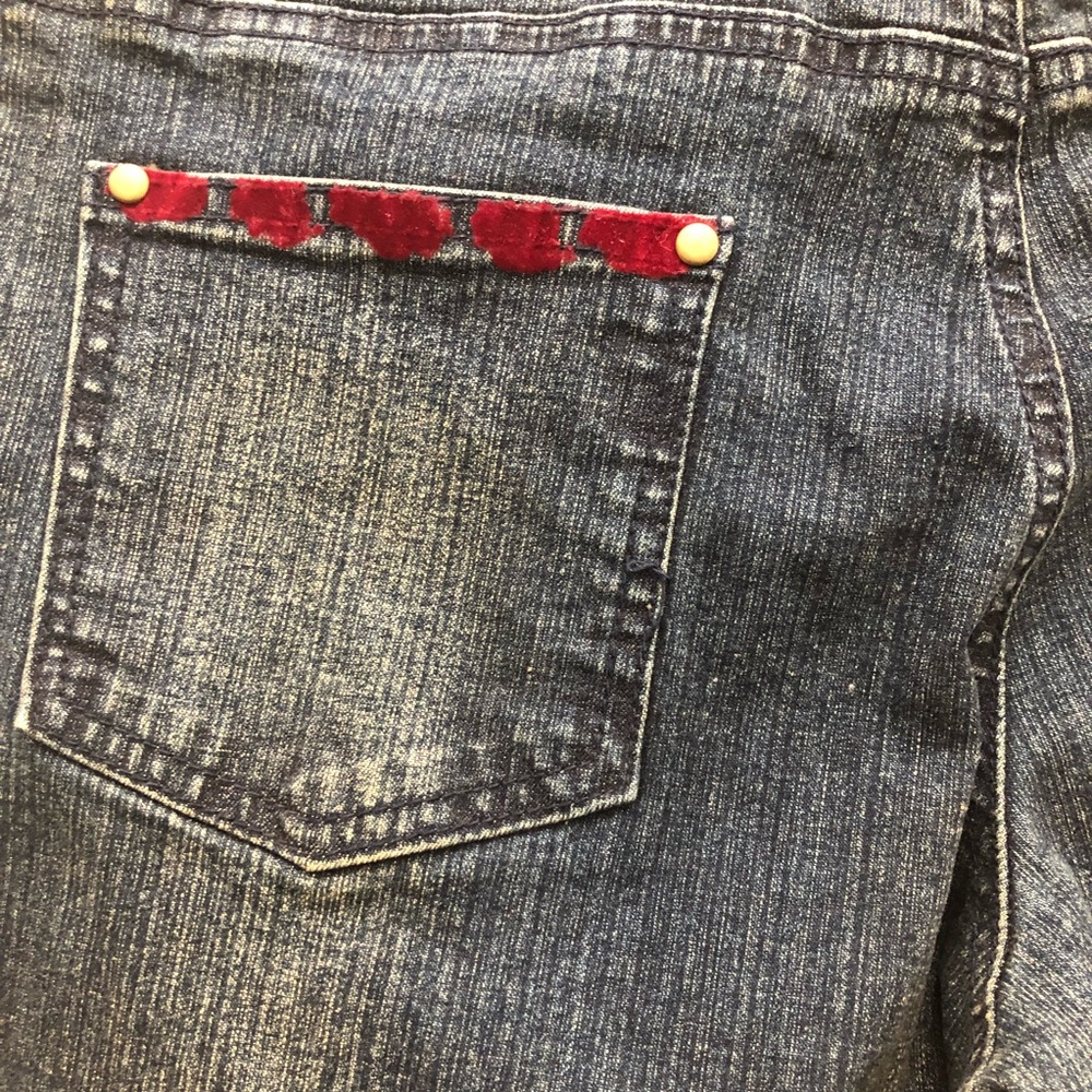 Cache Novelty Denim with Design on Waist and Pockets Women's Size 6 Dark Wash - Picture 14 of 16